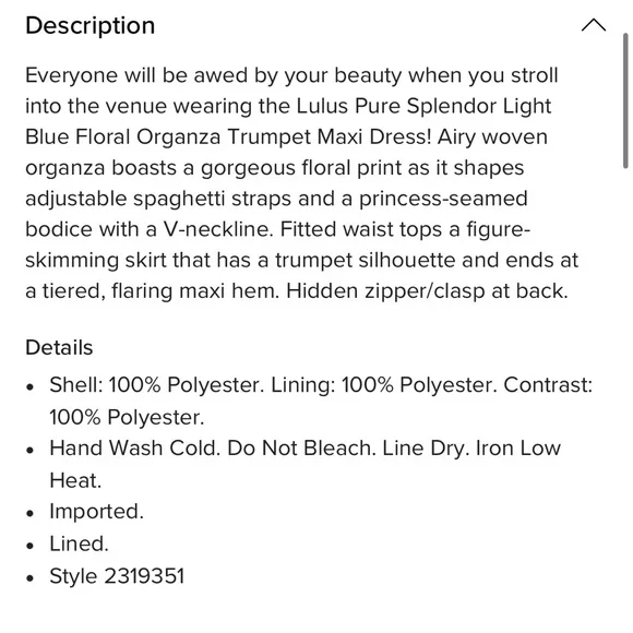 Pure Splendor Light Blue Floral Organza Trumpet
Maxi Dress - Picture 5 of 8